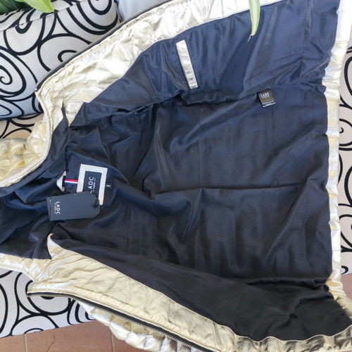 Gold leather jacket new, size small