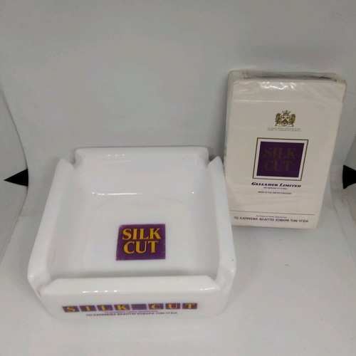 Silk Cut ashtray with sealed playing cards like new