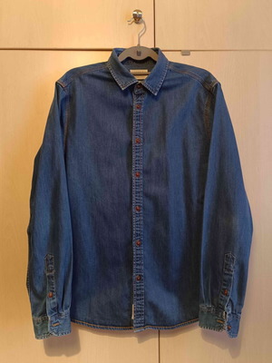 Esprit Denim Shirt Large like new, blue with tan stitching