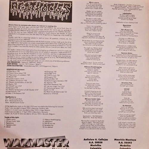 Agathocles / Averno Untitled / Signos del Tiempo split LP like new