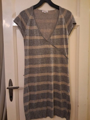 Striped dress used with metallic thread, size L
