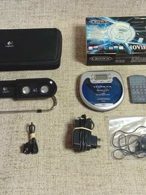 CROWN MOVIEMAN CD player and Logitech speakers set, 2 pcs