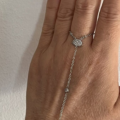 Hand chain new, steel and zircon