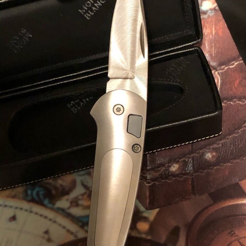 Mont Blanc Top Lock folding knife like new with leather carrying case