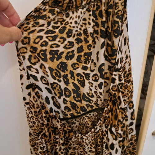 Animal print leopard dress like new, very long, brown