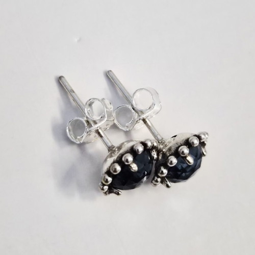 Pandora silver stud earrings with blue crystal new