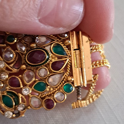 Vintage gold bracelet with colorful stones