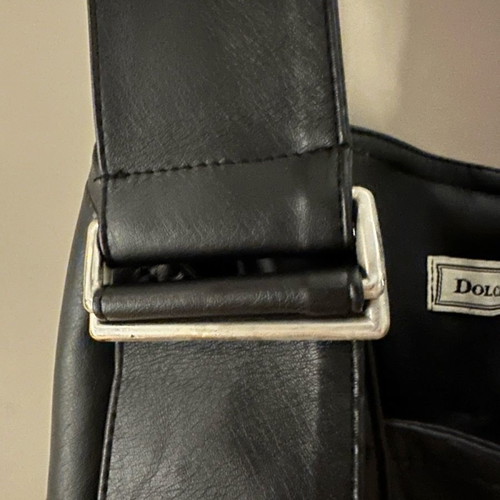 Dolce Domenica black leatherette salopette size M like new