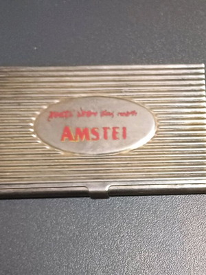 Amstel silver-plated promotional card holder used
