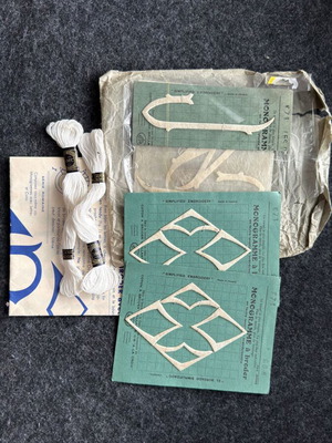 Vintage French Simplified Embroidery Set with DMC Thread