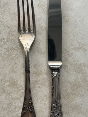Christofle silver-plated knife 19.5cm and fork 17cm like new