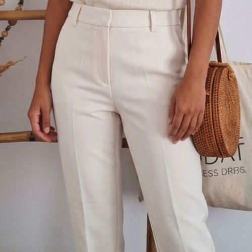 Paranoia white straight-leg pants new, size S