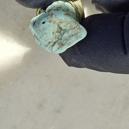 Handmade Turquoise Stone Pendant with Brass Wire