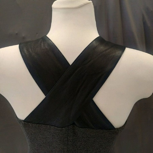 Gil Santucci evening dress like new, size M, black and grey leatherette