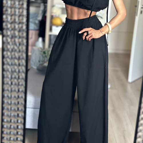 Linen set with oversize pants, one size