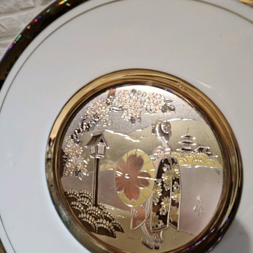 Vintage collectible decorative plate The Art of Chokin like new, 24k gold