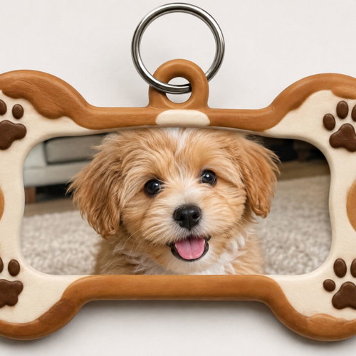 Custom 3D Dog Bone Keychain with Photo