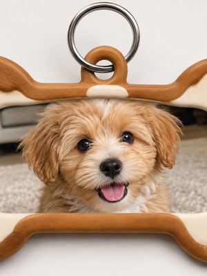 Custom 3D Dog Bone Keychain with Photo