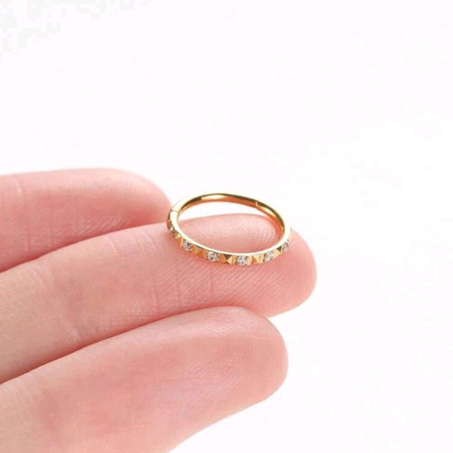 Titanium hoop earrings with zircon, gold color, new