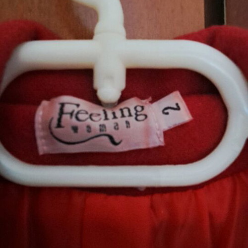 Women's red coat like new, size M, with waist tie