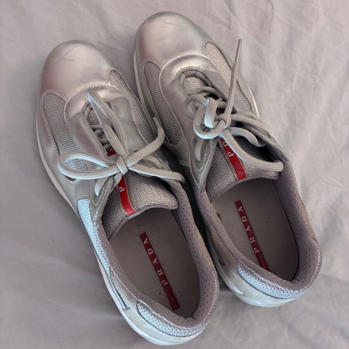 Prada Leather Sneakers Silver Men EU 44-45
