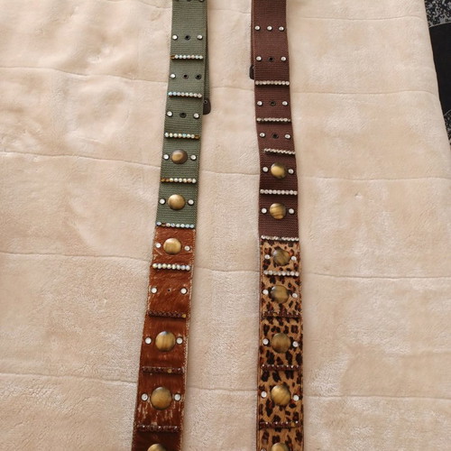 Vintage belts used, two-tone, set of 2