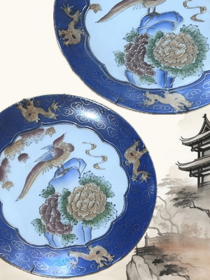 Chinese porcelain plates like new with hand-painted motifs