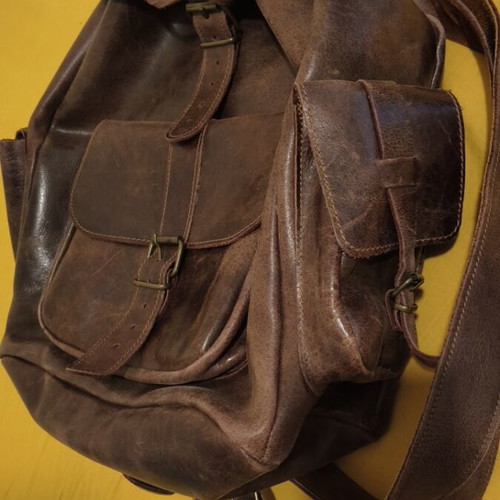 Kouros Leather Backpack like new, large brown 45x40x22 cm