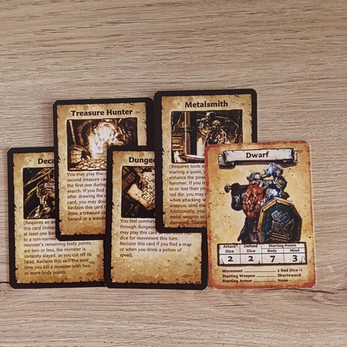 HeroQuest Dwarf Hero expansion like new with 4 skill cards