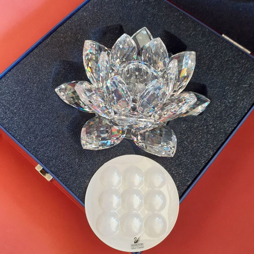 Swarovski large lotus candle holder new