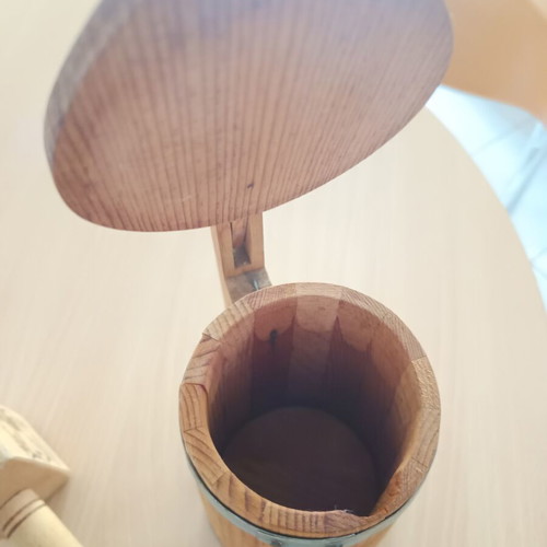 Wooden Beer Pitcher like new with wooden meat hammer gift