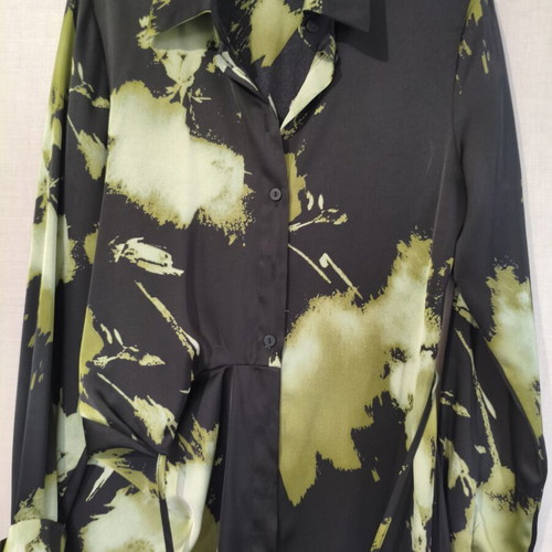 Satin Wrap Maxi Dress Medium with Abstract Print like new