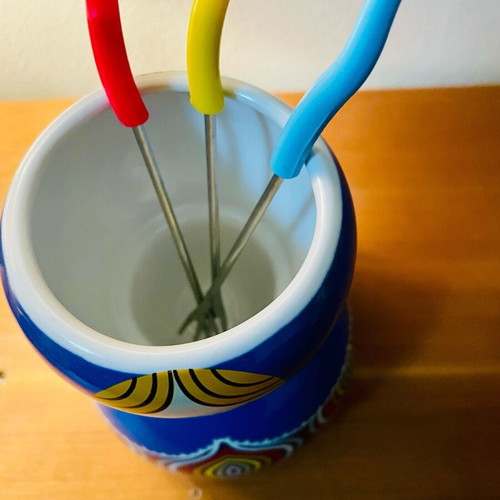 Ceramic chocolate fondue like new with base holder for tealight candle