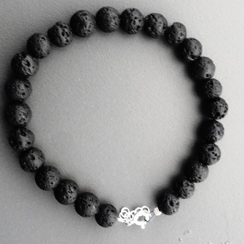 Santorini jewelry set with silver 925 lava stone bracelet and earrings