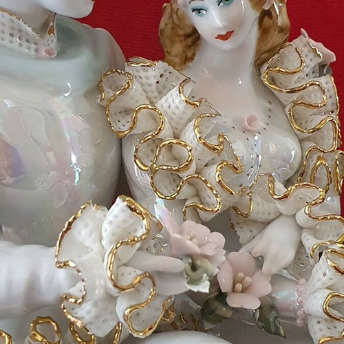 Vintage decorative porcelain couple handmade, like new