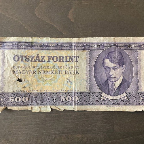 Hungarian 500 Forint banknote used, 1975, with Ady Endre portrait