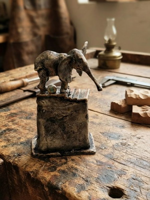 Handmade Ceramic Elephant Sculpture stoneware