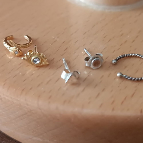 Set of 925 silver earrings like new (silver and gold plated)