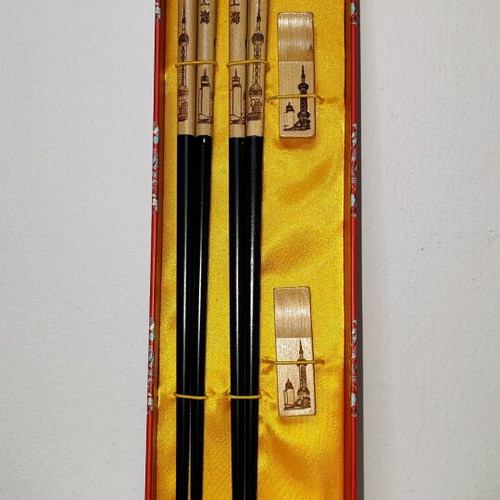 Chinese chopsticks new with holders in red velvet box