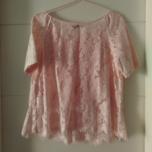Amy's summer blouse with lace, pink, size M
