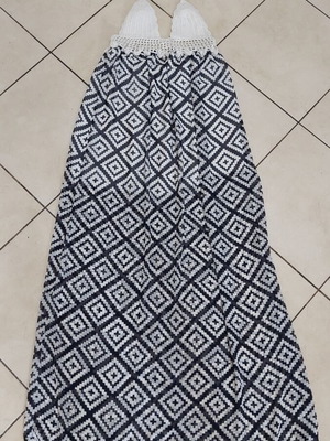 Summer dress with knitted bust used, size M, black and white