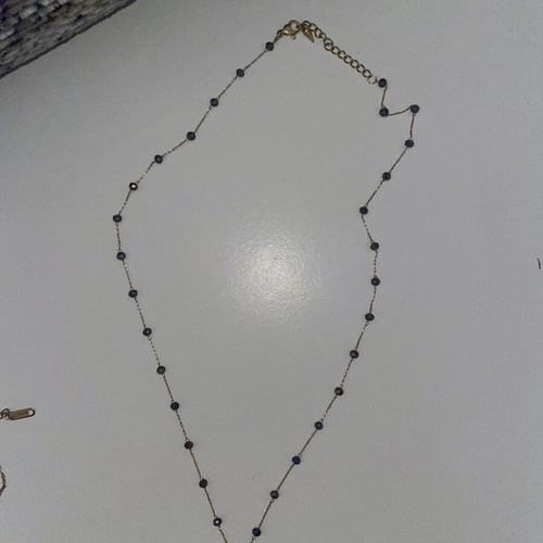 Set of 2 Necklaces like new with s.steel chain and blue-purple beads
