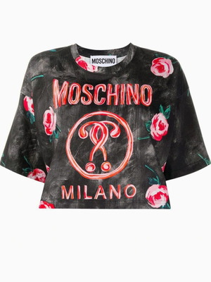 Moschino Boutique Oversized Cropped Top new, size 38, black and red