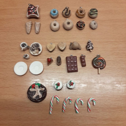 Handmade polymer clay elements new, miniature sweets