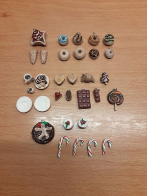 Handmade polymer clay elements new, miniature sweets