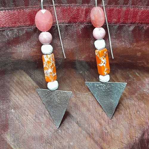Handmade silver earrings 925 with semi-precious stones, new