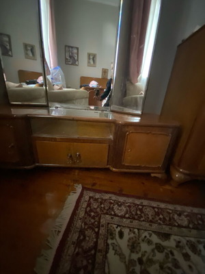 Dressing table with triptych mirror used, vintage furniture
