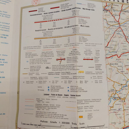 Vintage Switzerland Road Map used from Kümmerly+Frey 1950s-60s
