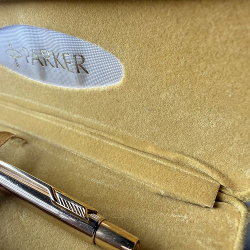 Parker Classic Gold Plated Ballpoint Pen with vintage velvet case