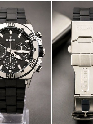 Festina Chronograph ανδρικό ρολόι σαν καινούργιο, μαύρο και άσπρο